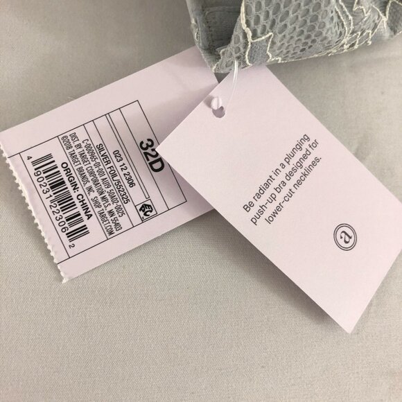 Auden Bra The Radiant Plunge Push-Up Lace Trim Gray 32D - Picture 4 of 5